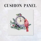 CUSHION Panel Christmas Cardinal Clock Grey CP-767