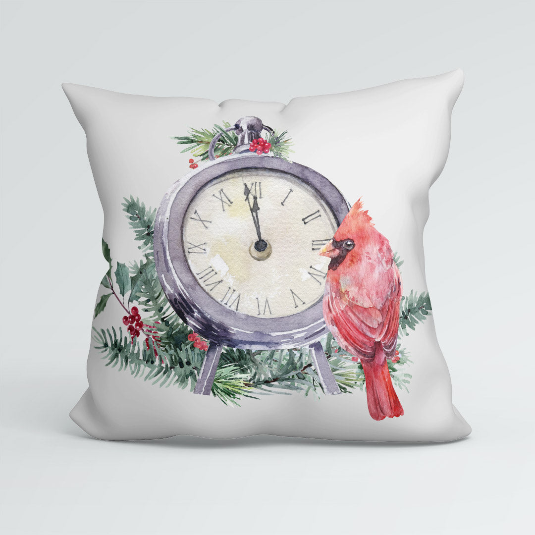 CUSHION Panel Christmas Cardinal Clock Grey CP-767