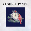 CUSHION Panel Christmas Cardinal Clock Navy CP-768