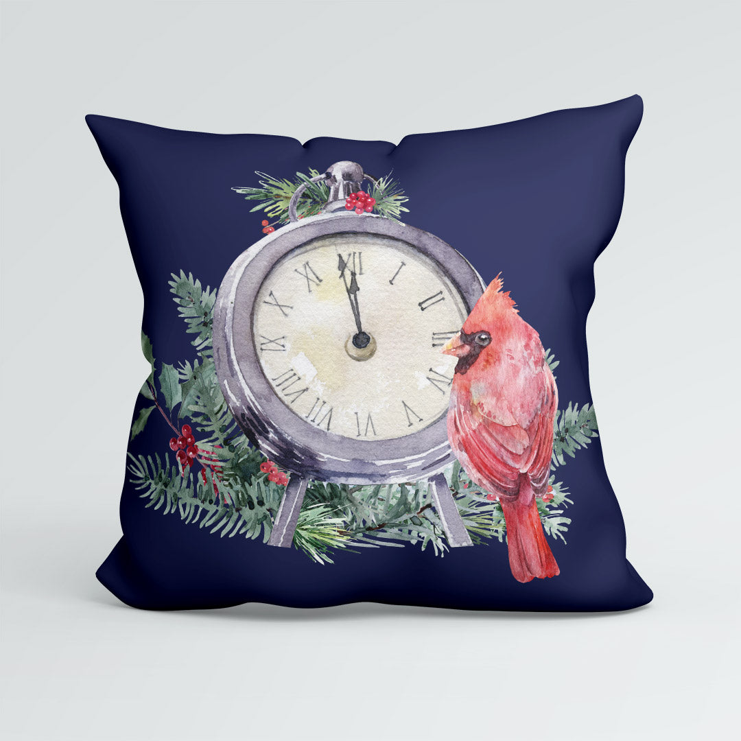 CUSHION Panel Christmas Cardinal Clock Navy CP-768