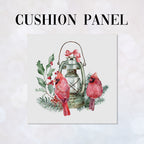 CUSHION Panel Christmas Cardinal Lantern Grey CP-770