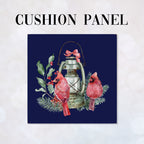CUSHION Panel Christmas Cardinal Lantern Navy CP-771