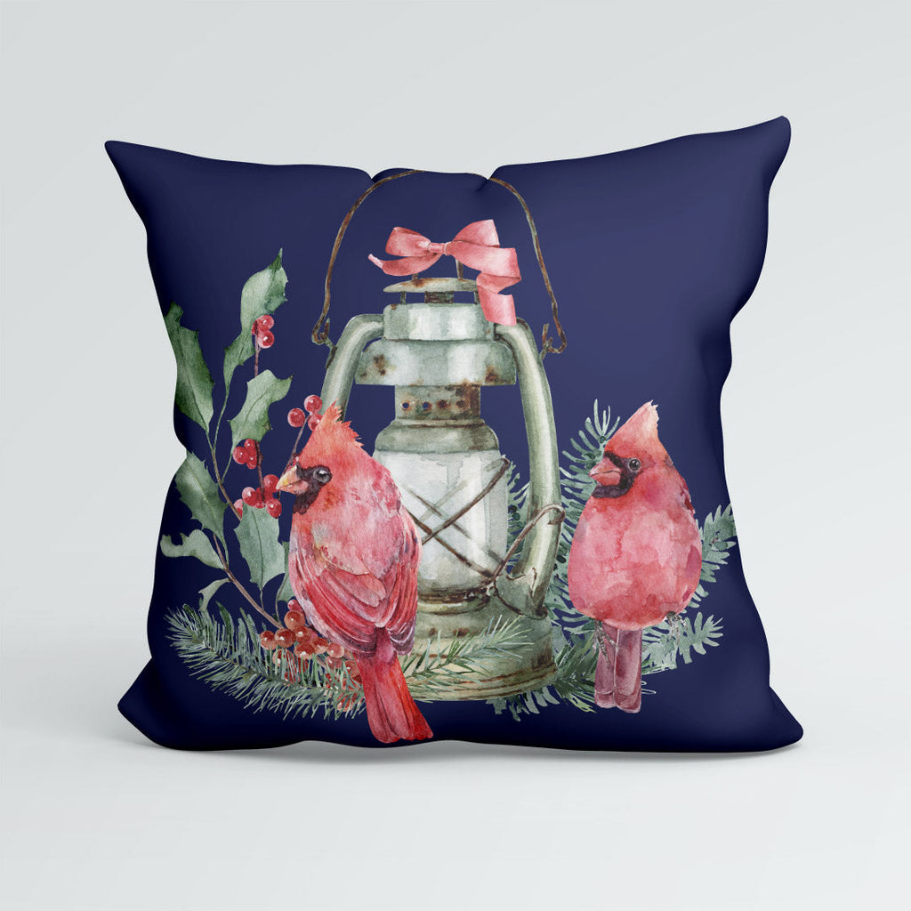 CUSHION Panel Christmas Cardinal Lantern Navy CP-771