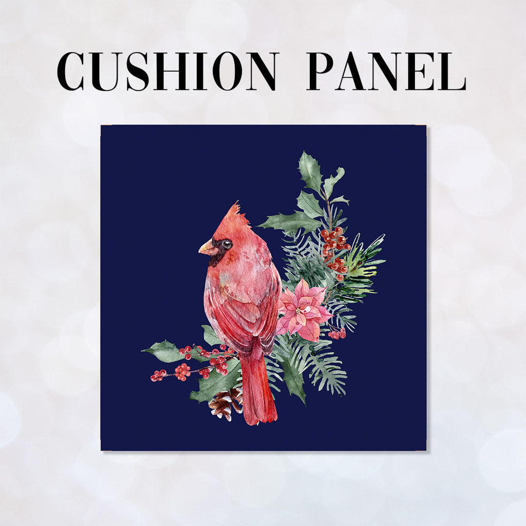 CUSHION Panel Christmas Cardinal Navy CP-772