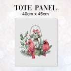 TOTE Panel Christmas Cardinals Lantern Grey TP-815
