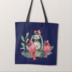 TOTE Panel Christmas Cardinals Lantern Navy TP-816