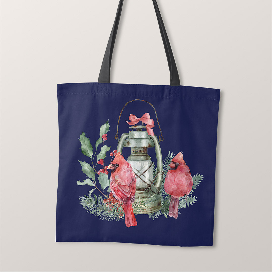 TOTE Panel Christmas Cardinals Lantern Navy TP-816