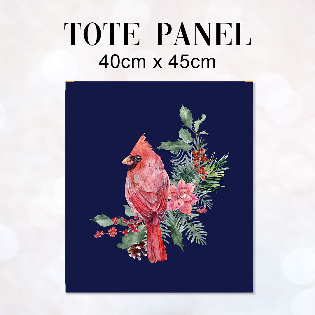 TOTE Panel Christmas Cardinal Navy TP-817