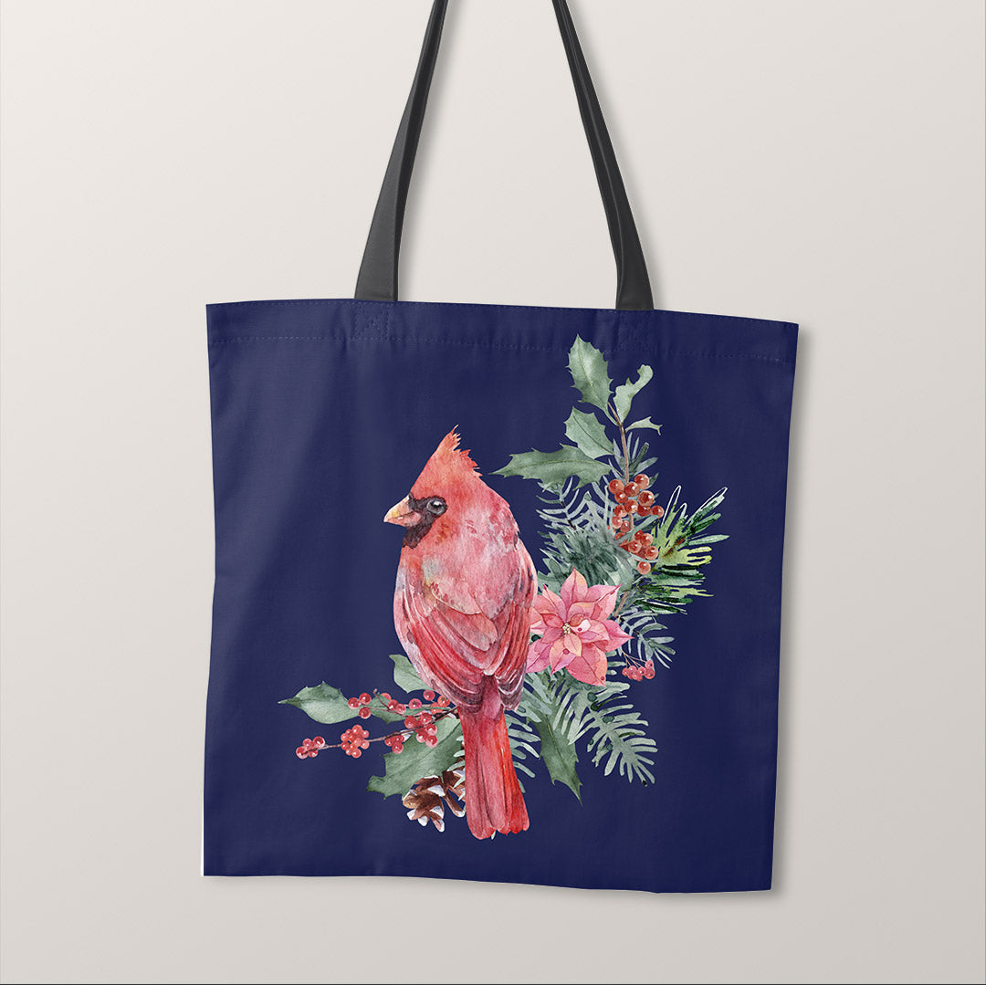 TOTE Panel Christmas Cardinal Navy TP-817