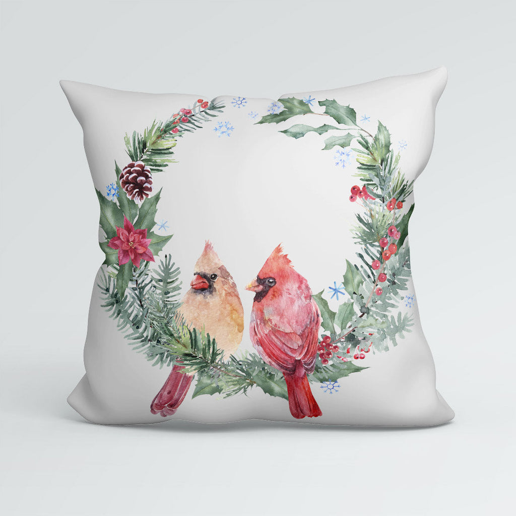 CUSHION Panel Christmas Cardinal Wreath Grey CP-773