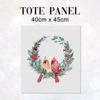 TOTE Panel Christmas Cardinals Wreath Grey TP-818
