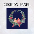 CUSHION Panel Christmas Cardinal Wreath Navy CP-774