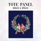 TOTE Panel Christmas Cardinals Wreath Navy TP-819