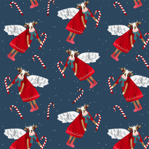 Christmas Cows Navy Fabric