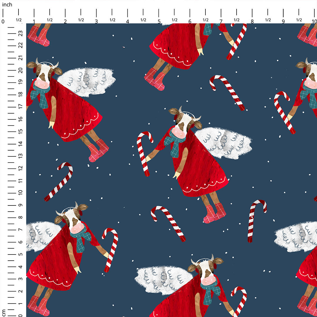 Christmas Cows Navy Fabric