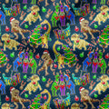 Christmas Dino Blue Fabric