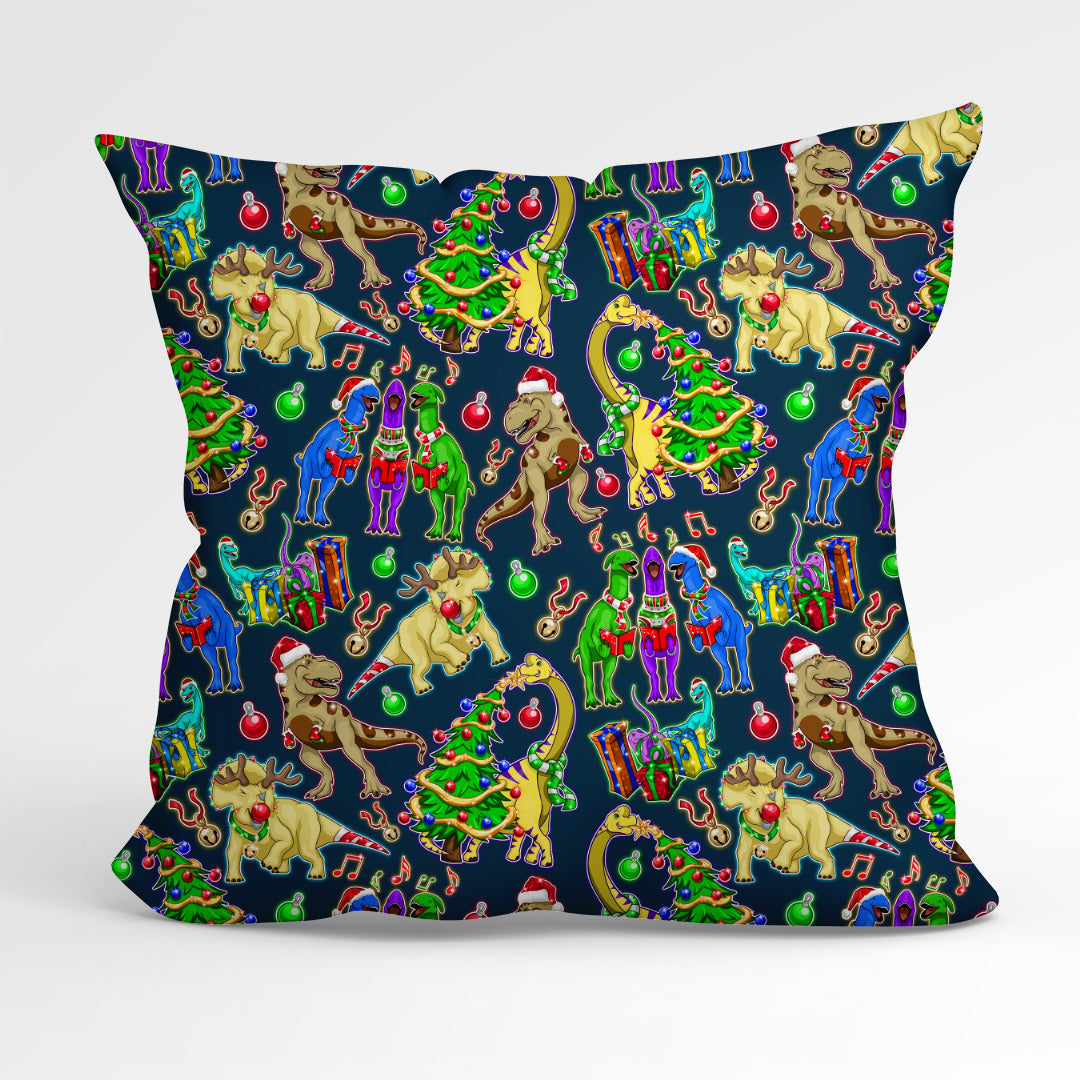 Christmas Dino Blue Fabric