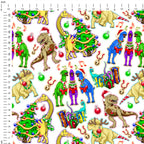 Christmas Dino White Fabric