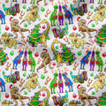 Christmas Dino White Fabric