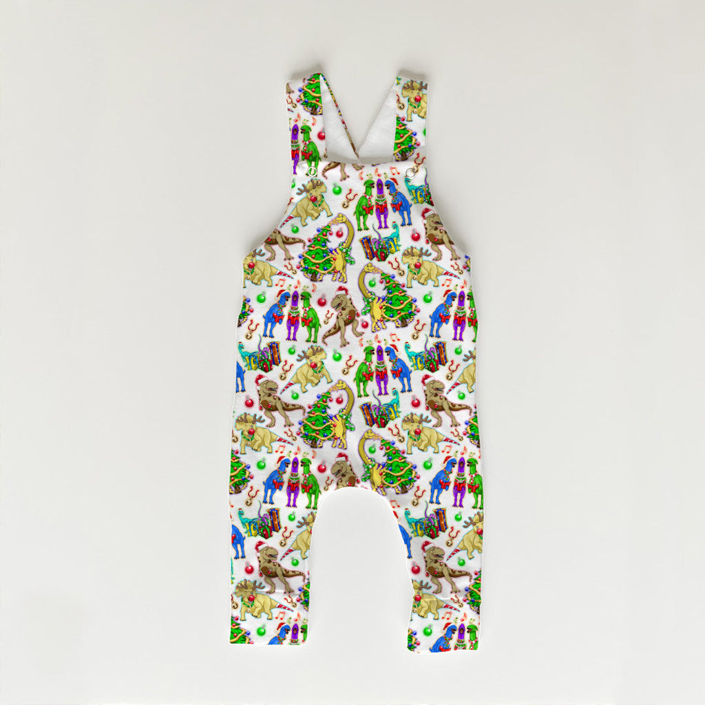 Christmas Dino White Fabric