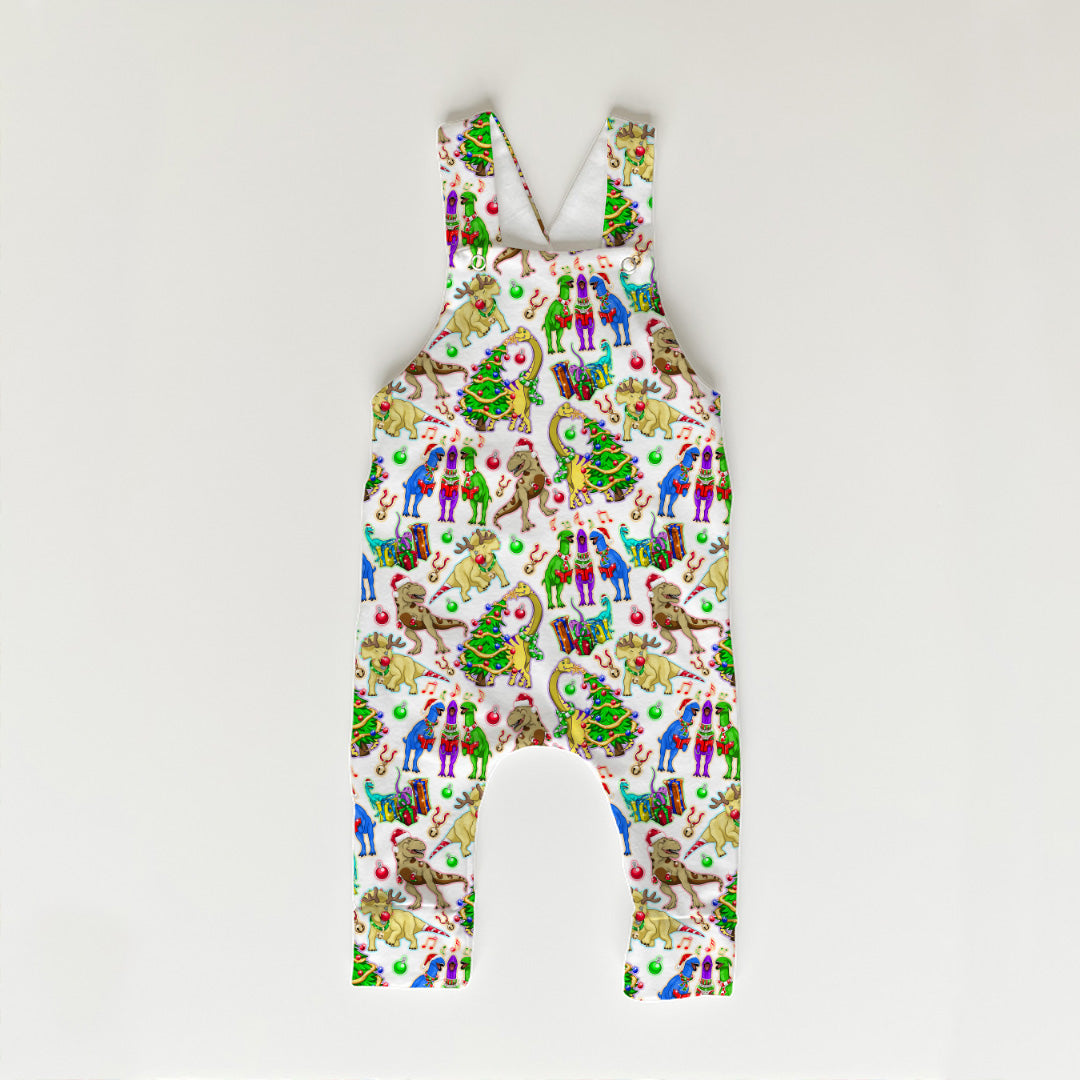 Christmas Dino White Fabric