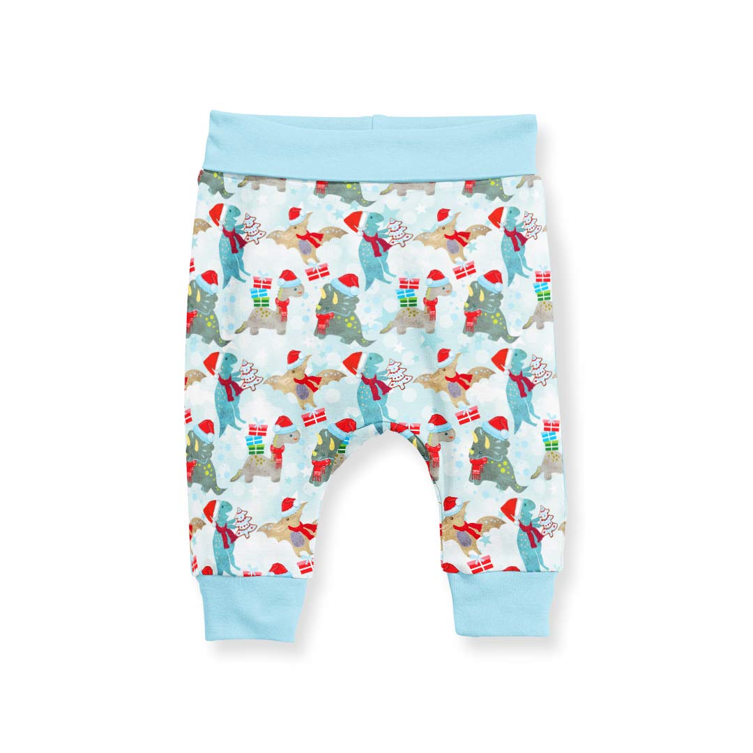 Christmas Dinosaurs Blue Fabric