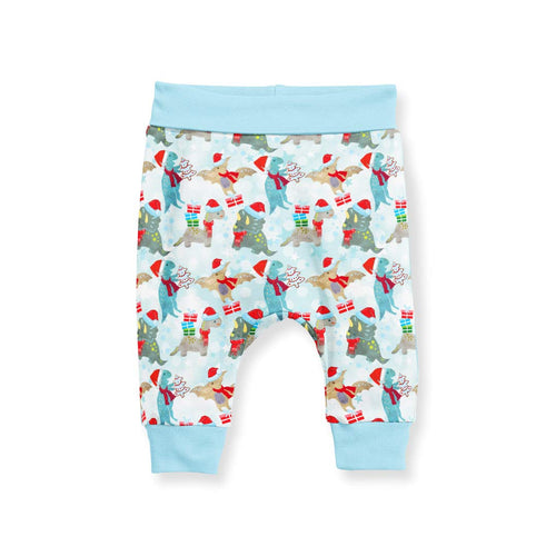 Christmas Dinosaurs Blue Fabric