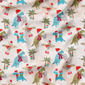 Christmas Dinosaurs Pink Fabric