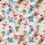 Christmas Dinosaurs Pink Fabric