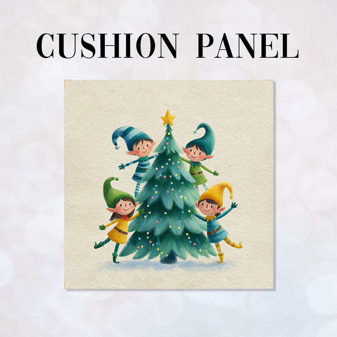CUSHION Panel Christmas Elves CP-776