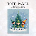 TOTE Panel Christmas Elves on Blue TP-821