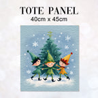 TOTE Panel Christmas Elves on Blue TP-821