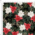 Christmas Floral Black Fabric