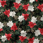 Christmas Floral Black Fabric