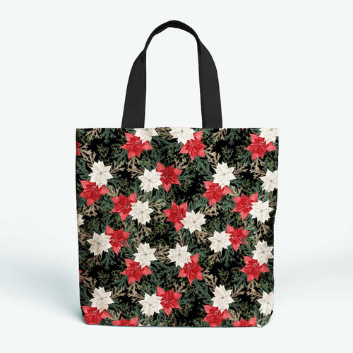 Christmas Floral Black Fabric