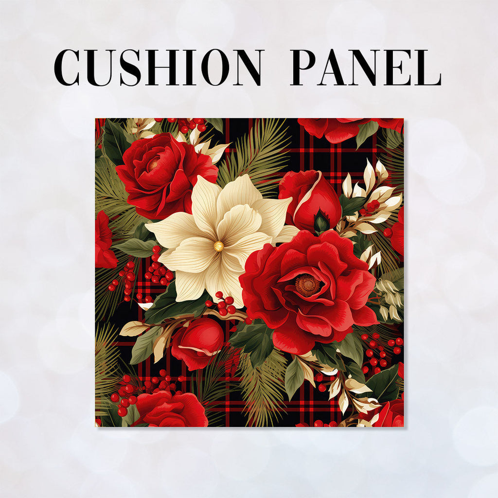 CUSHION Panel Christmas Floral Dark CP-778