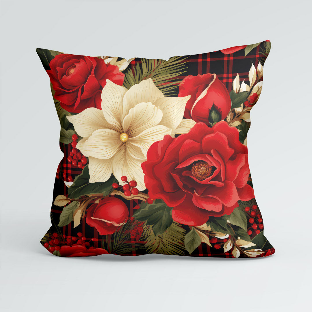 CUSHION Panel Christmas Floral Dark CP-778