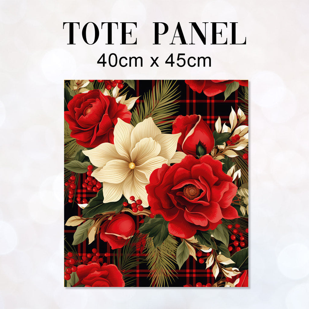 TOTE Panel Christmas Floral Dark TP-823