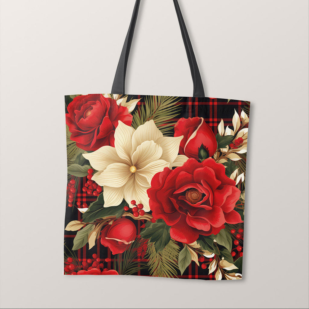 TOTE Panel Christmas Floral Dark TP-823