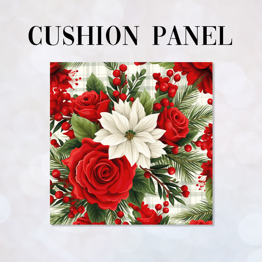 CUSHION Panel Christmas Floral Light CP-779