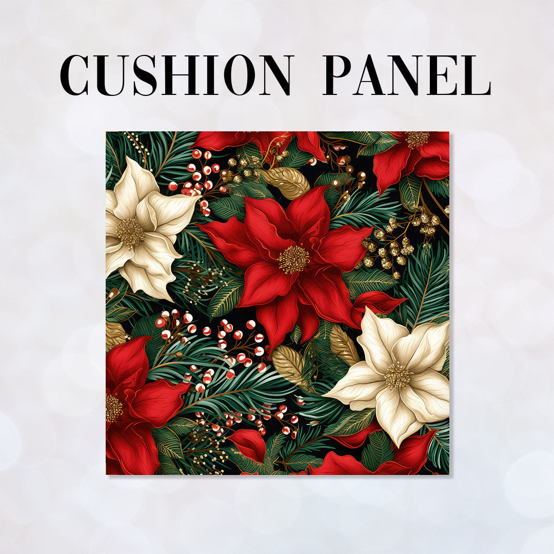 CUSHION Panel Christmas Floral Poinsettia CP-780