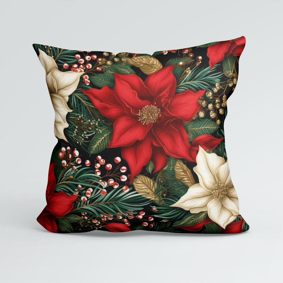 CUSHION Panel Christmas Floral Poinsettia CP-780