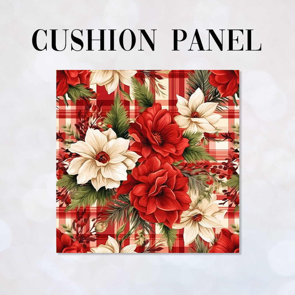 CUSHION Panel Christmas Floral Red CP-781