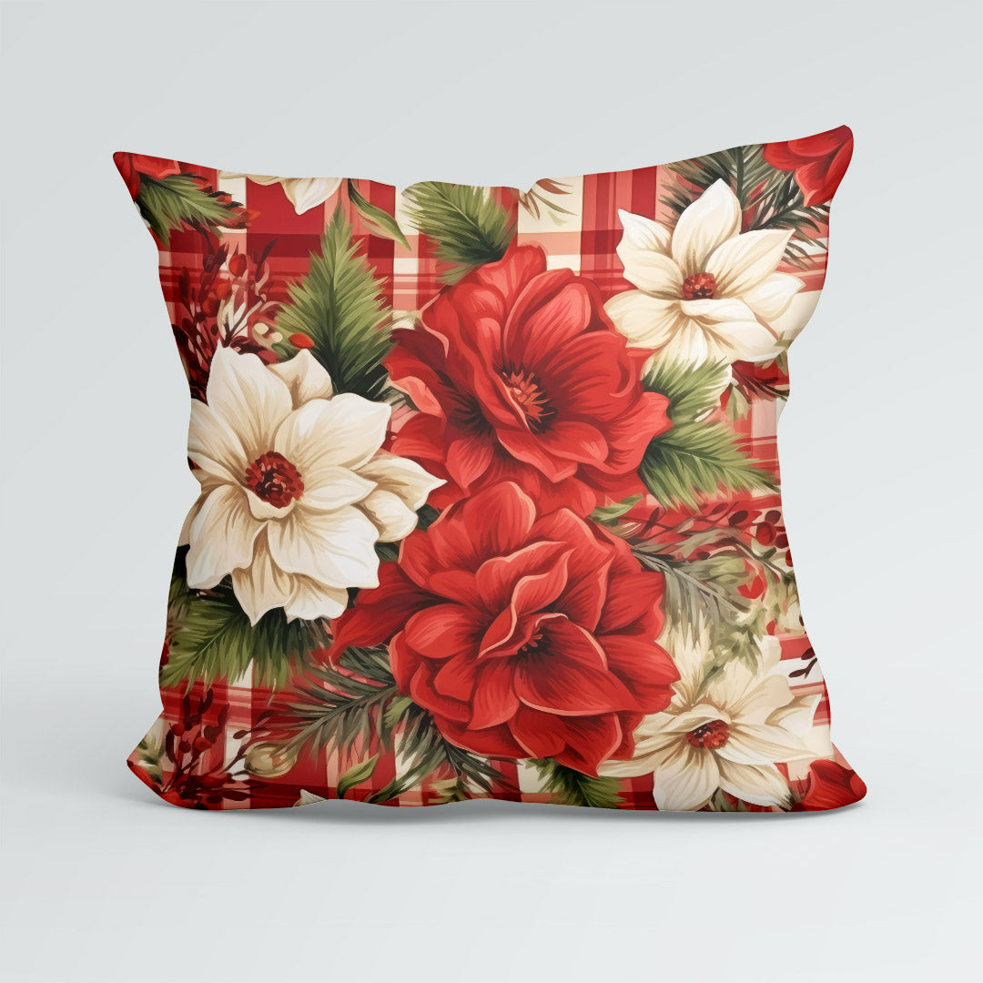 CUSHION Panel Christmas Floral Red CP-781