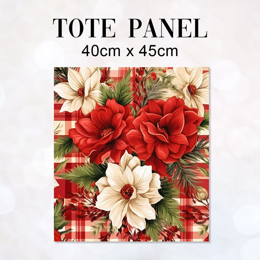 TOTE Panel Christmas Floral Red TP-826