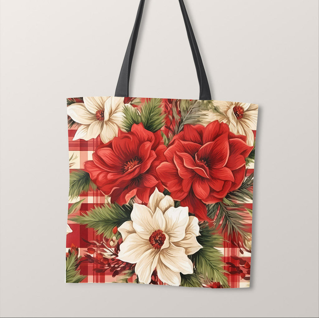 TOTE Panel Christmas Floral Red TP-826