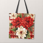 TOTE Panel Christmas Floral Red TP-826