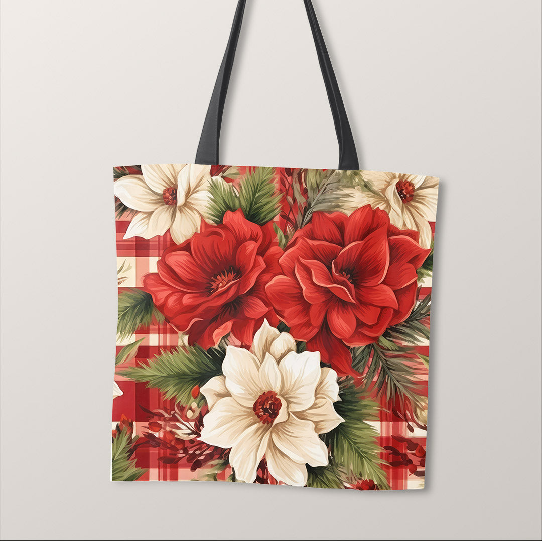 TOTE Panel Christmas Floral Red TP-826