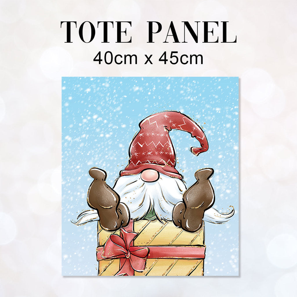 TOTE Christmas Gnome Fabric Bag Panel