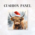 CUSHION Fabric Panel Christmas Highland Cow 1 CP-1213
